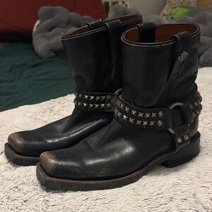 Harley-Davidson Black Leather Studded Harness Boots